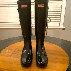 Blk Hunter Gloss Rain Boots Sz. 8